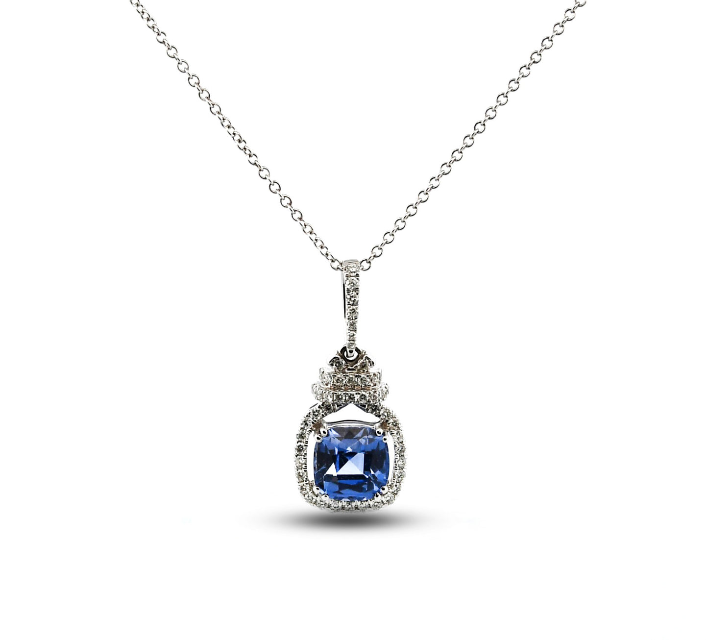14W Blue Sapphire & Diamond Necklace