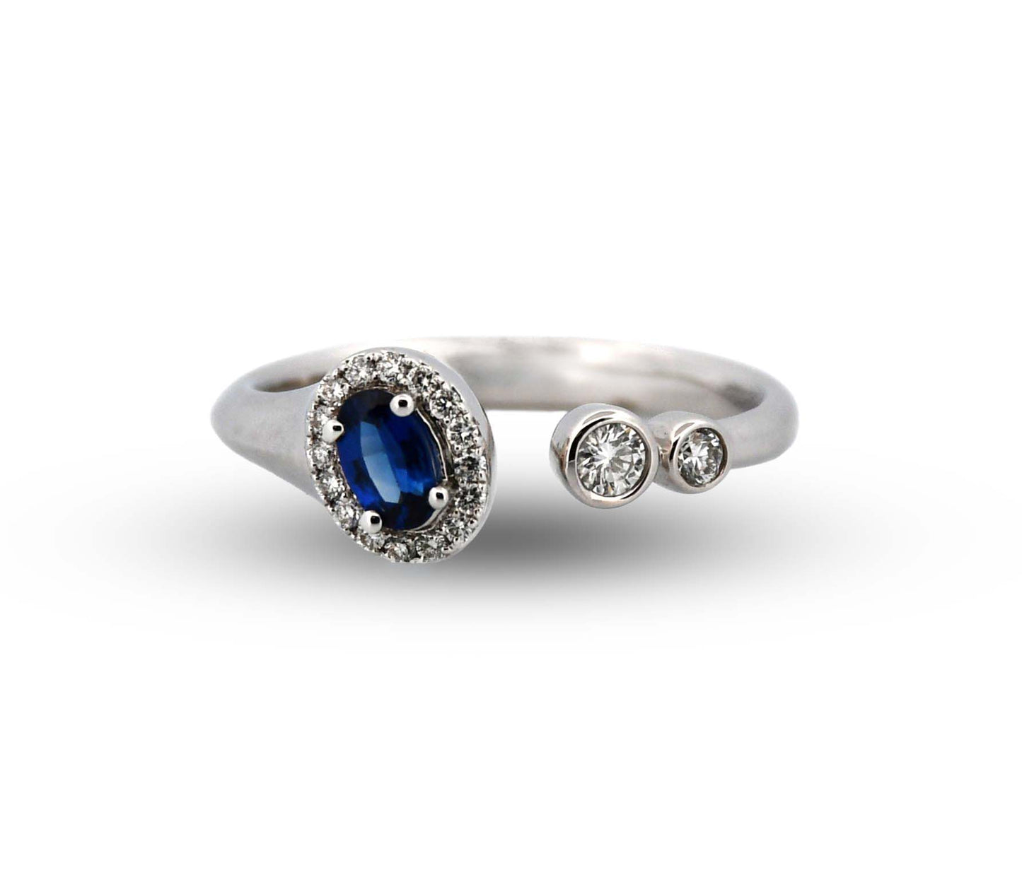 14W Blue Sapphire & Diamond Cuff Ring