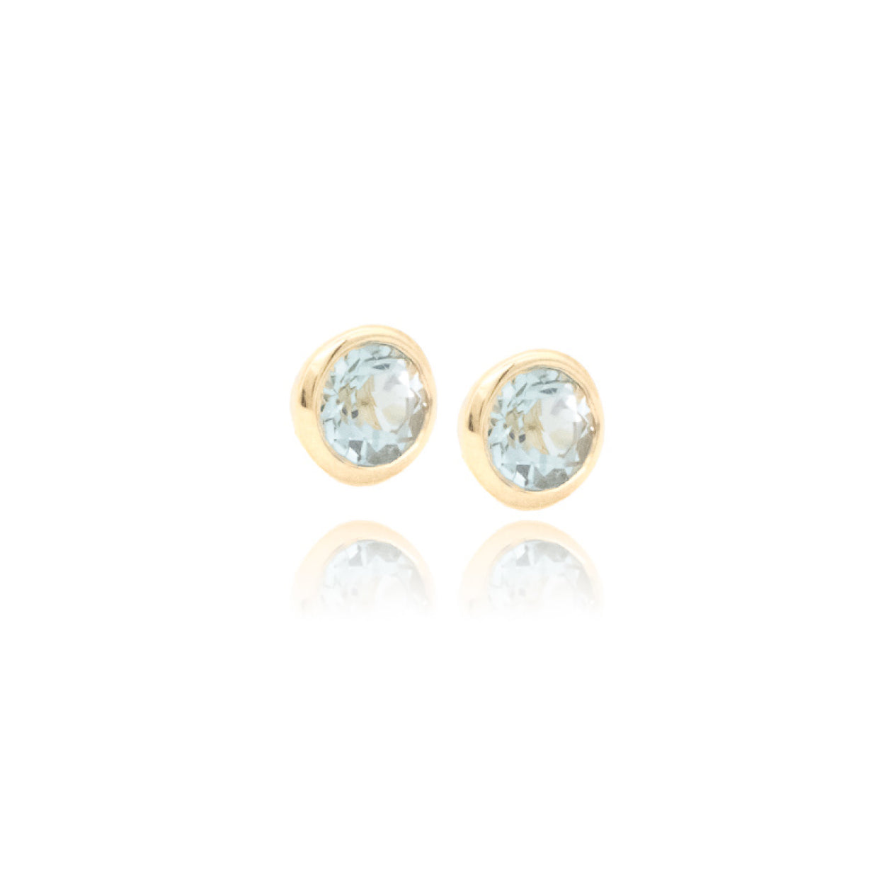 14Y Aquamarine Bezel Stud Earrings