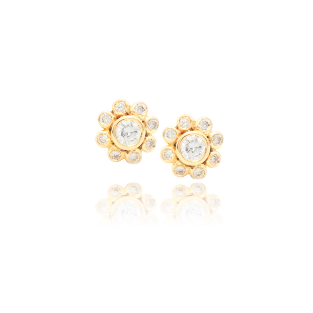 18Y Floral Motif Stud Earrings