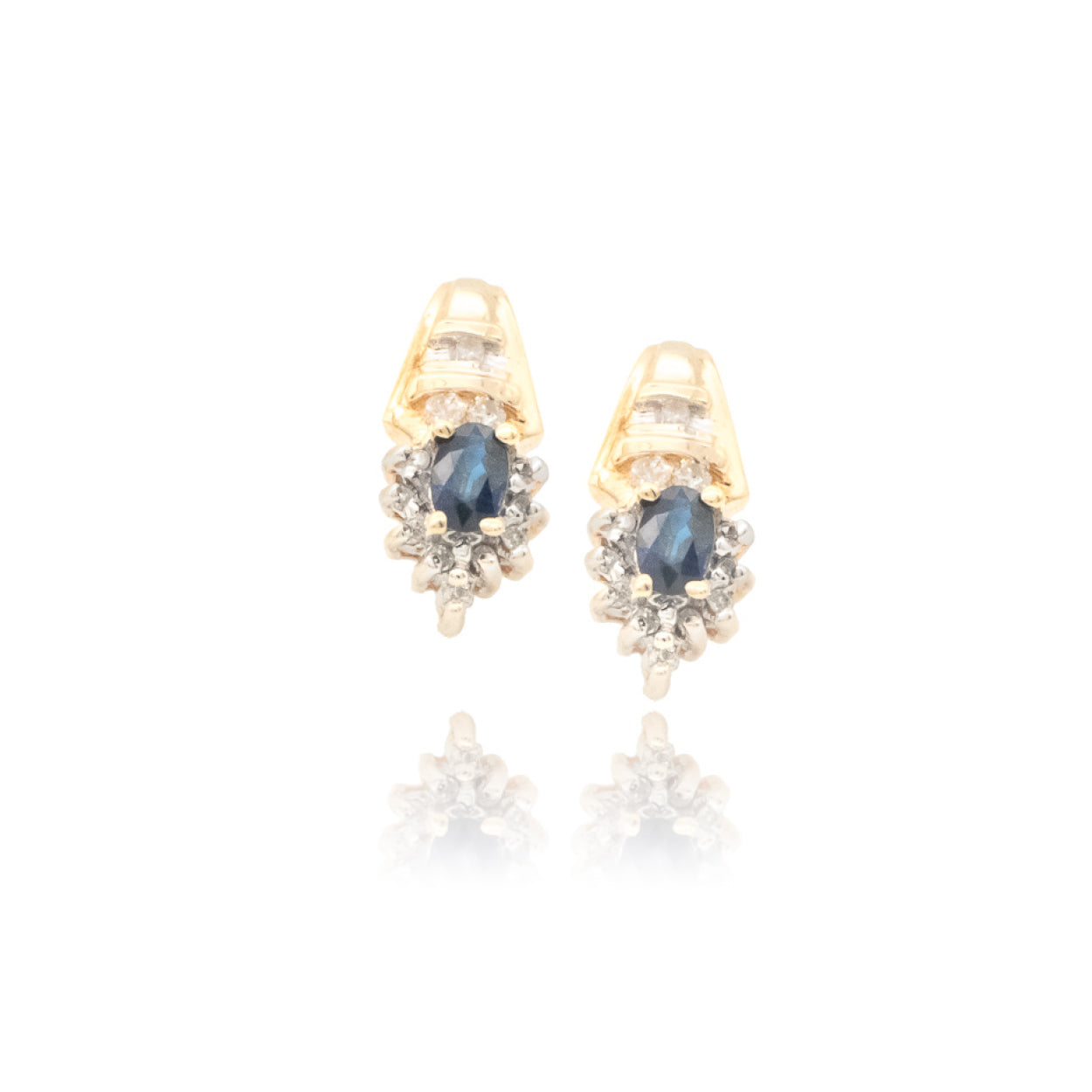 10Y Blue Sapphire & Diamond Earrings