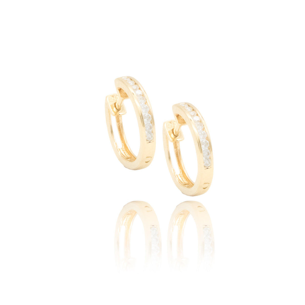 14Y Diamond Channel Set Hoop Earrings