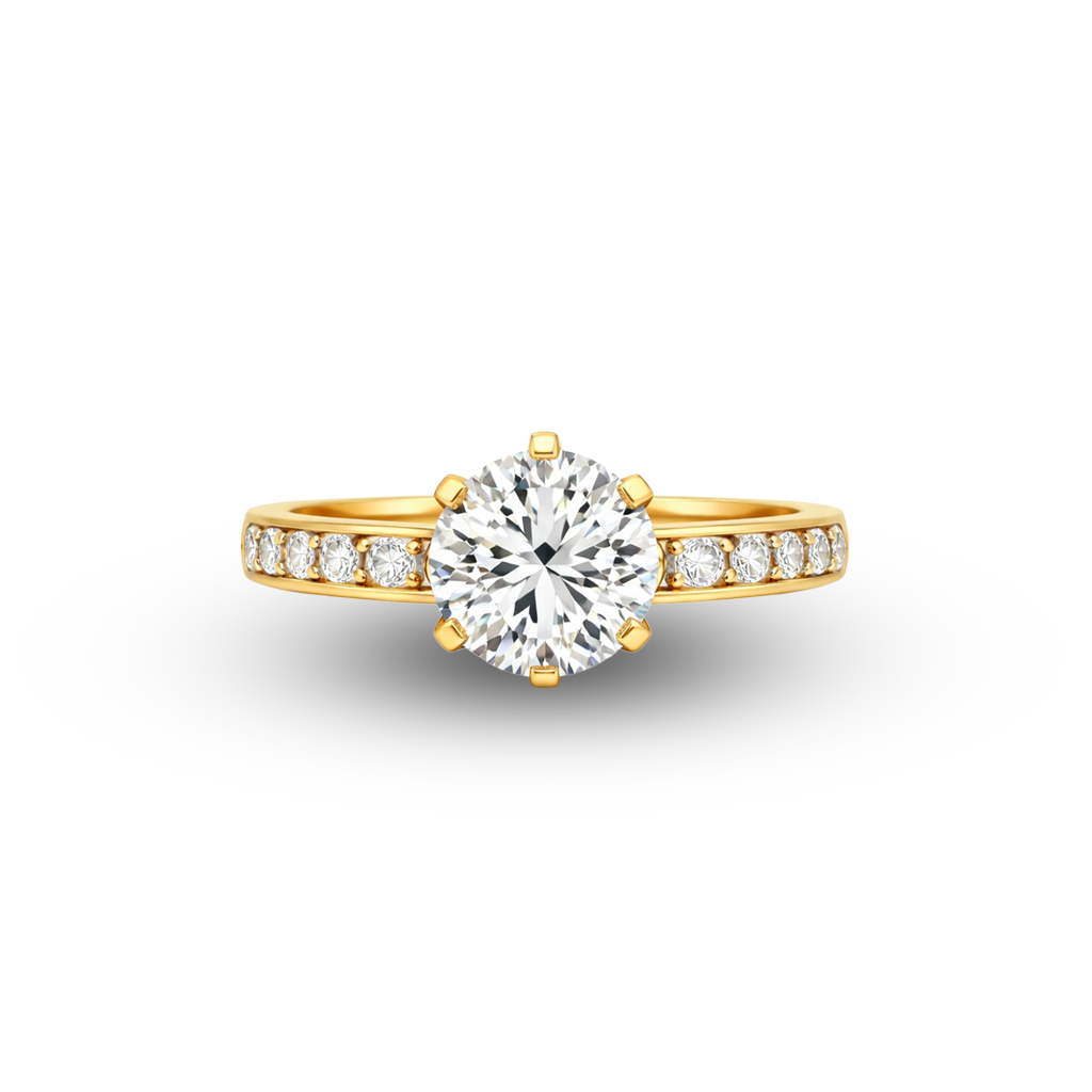 18Y 6-Prong Round Diamond Engagement Ring