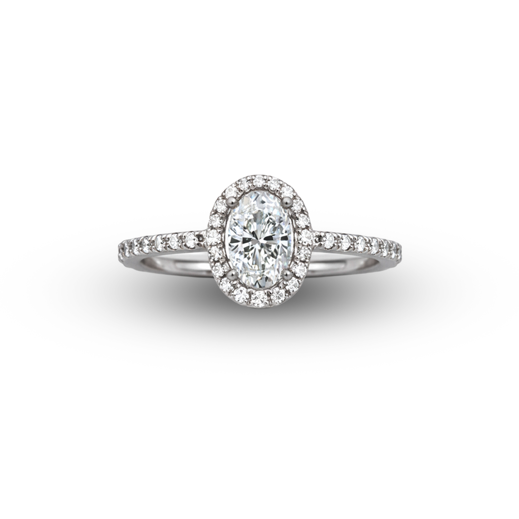 14W Oval Diamond Engagement Ring with Halo