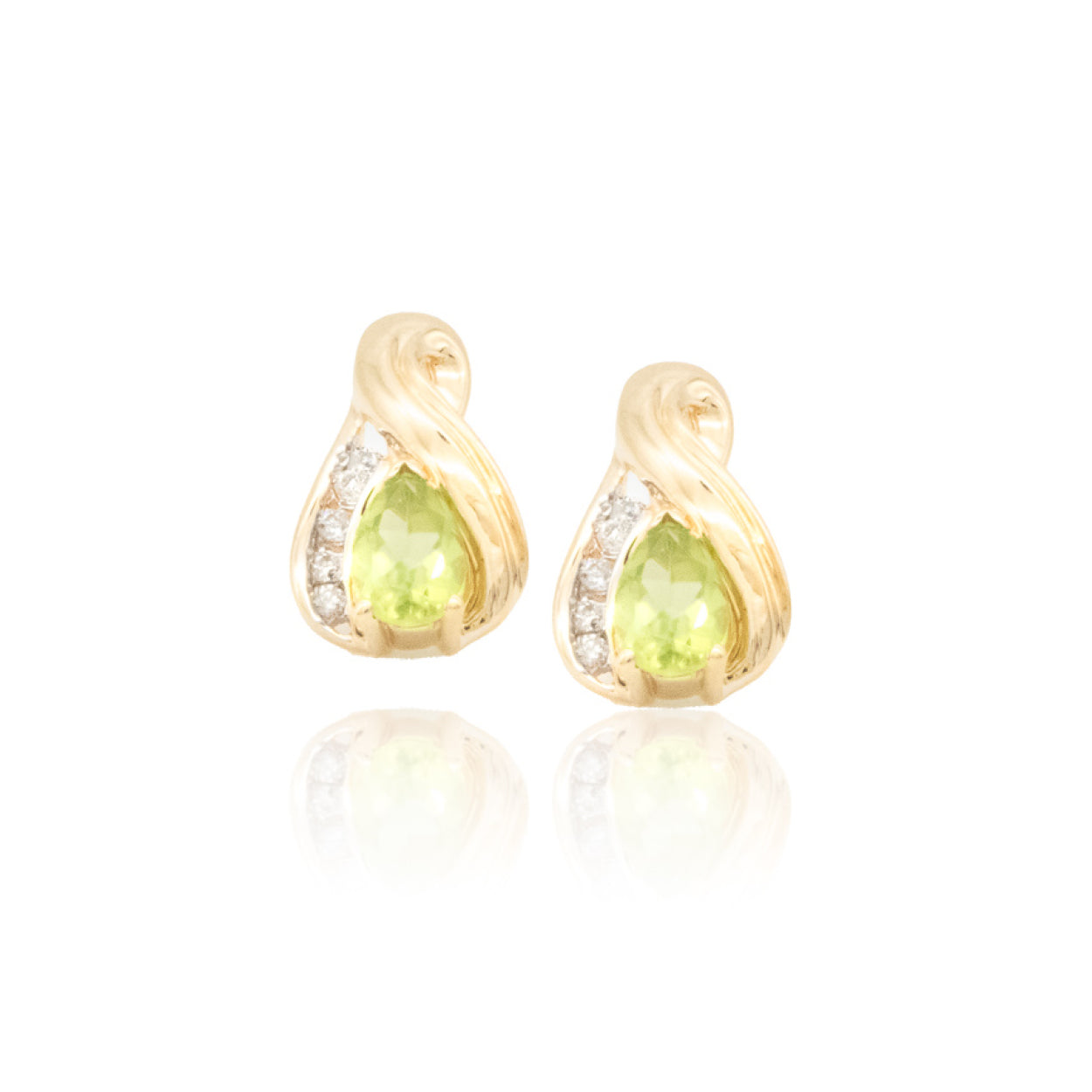 14Y Peridot & Diamond Earrings