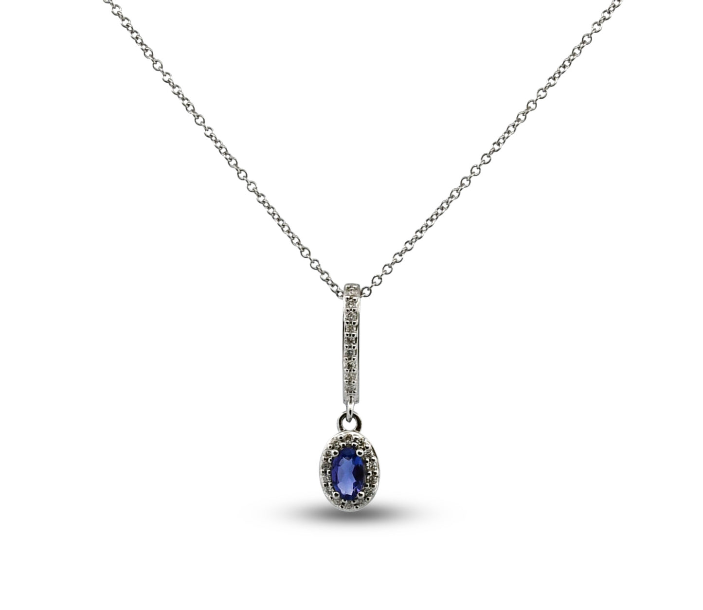 14W Tanzanite & Diamond Halo Necklace