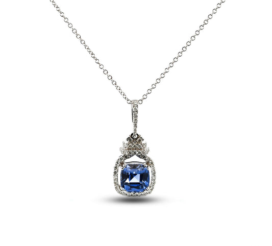 14W Blue Sapphire & Diamond Necklace