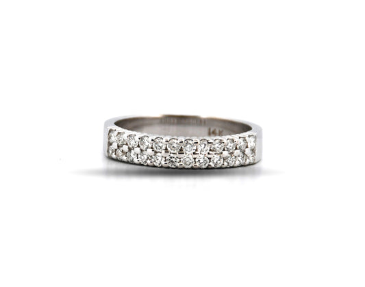 14W Round Diamond Double Row Band