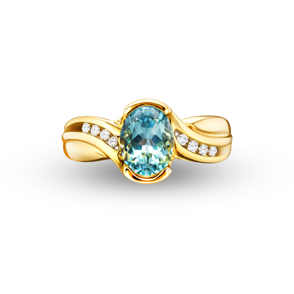 10Y Aquamarine & Diamond Ring
