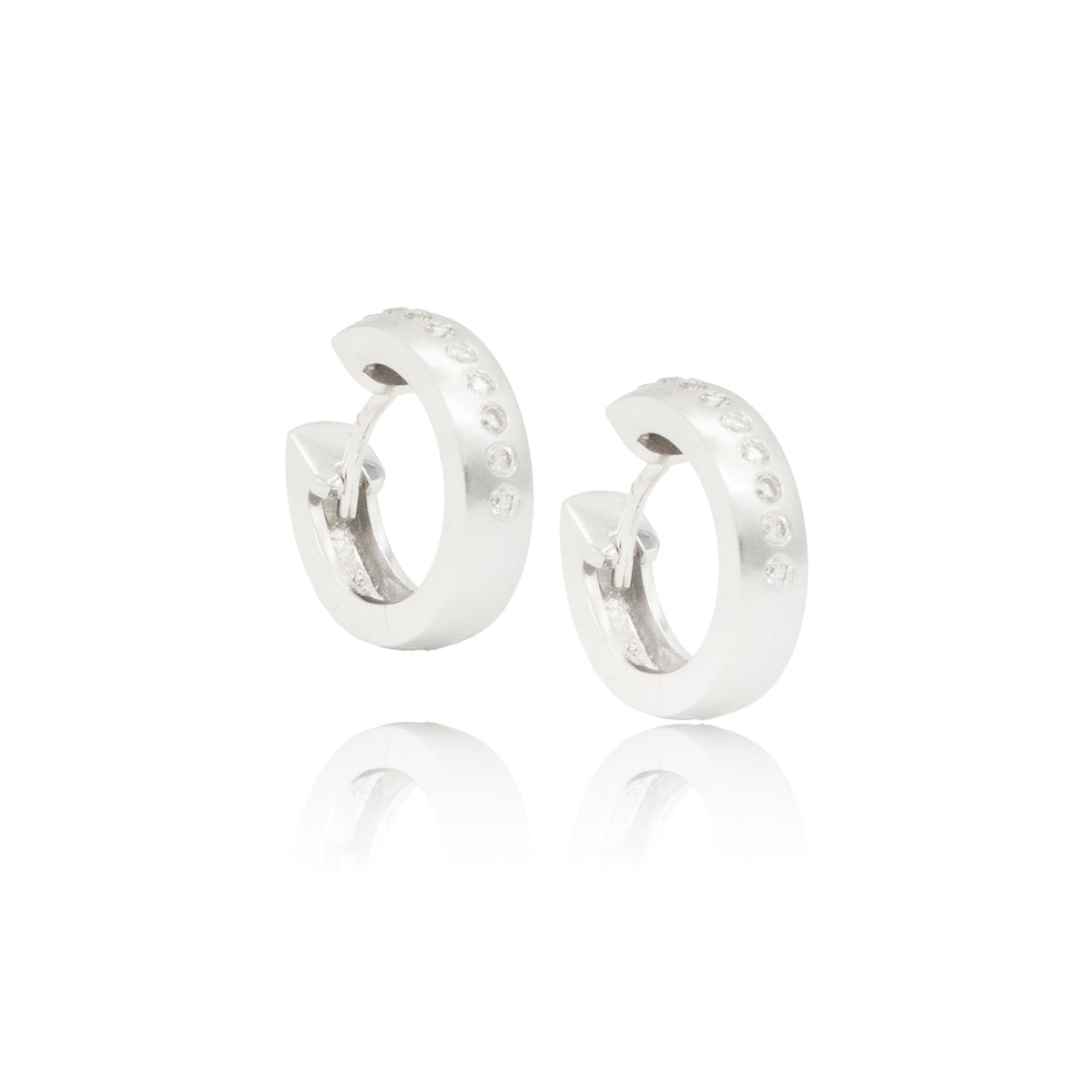 14W Flush Set Diamond Hoop Earrings