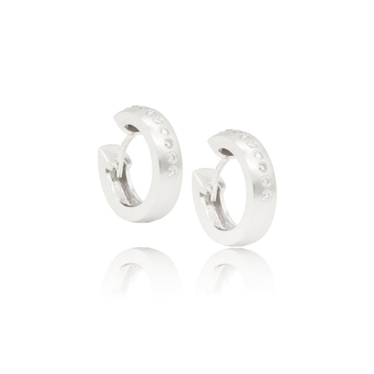 14W Flush Set Diamond Hoop Earrings