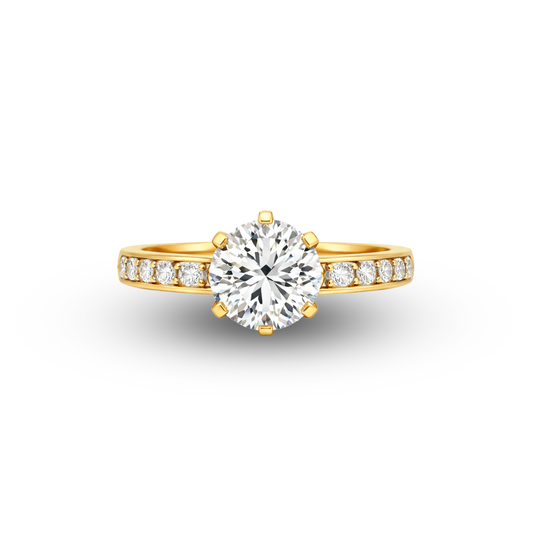 18Y 6-Prong Round Diamond Engagement Ring