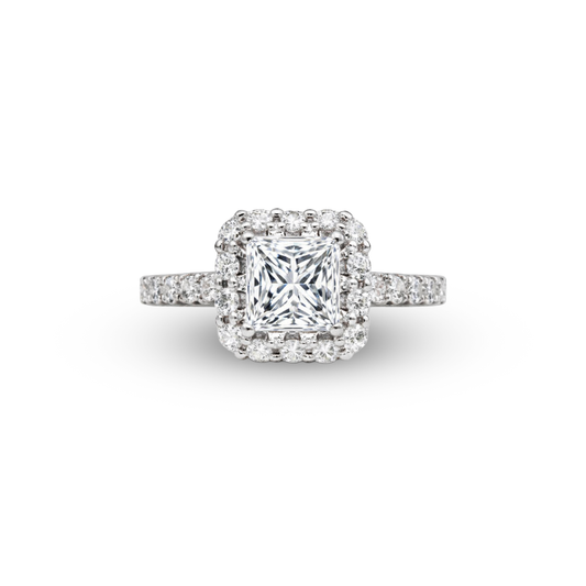 14W Princess Cut Diamond Engagement Ring with Halo
