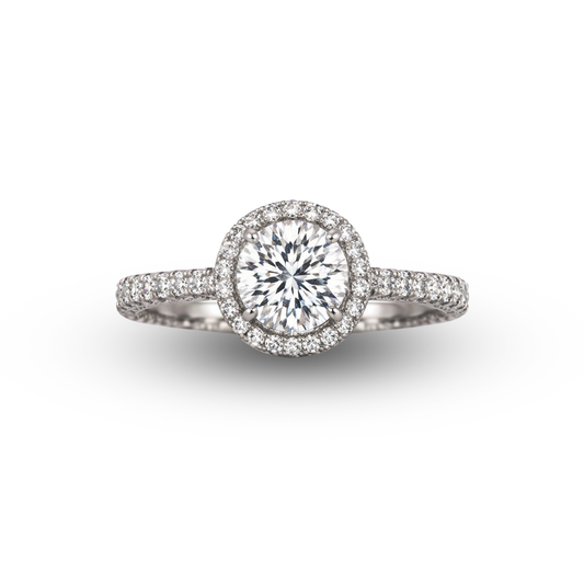 14W Round Diamond Engagement Ring with Halo