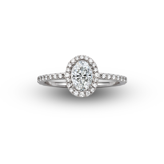 14W Oval Diamond Engagement Ring with Halo