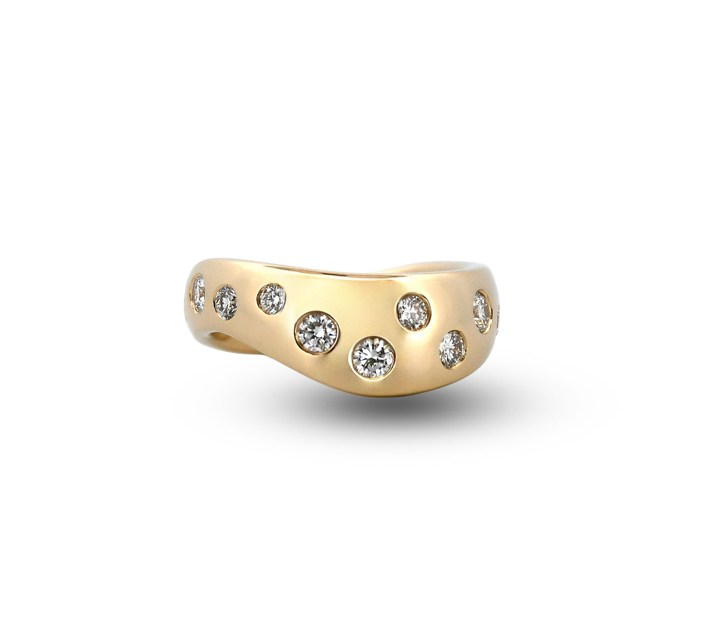 14Y Flush Set Diamond Contour Ring
