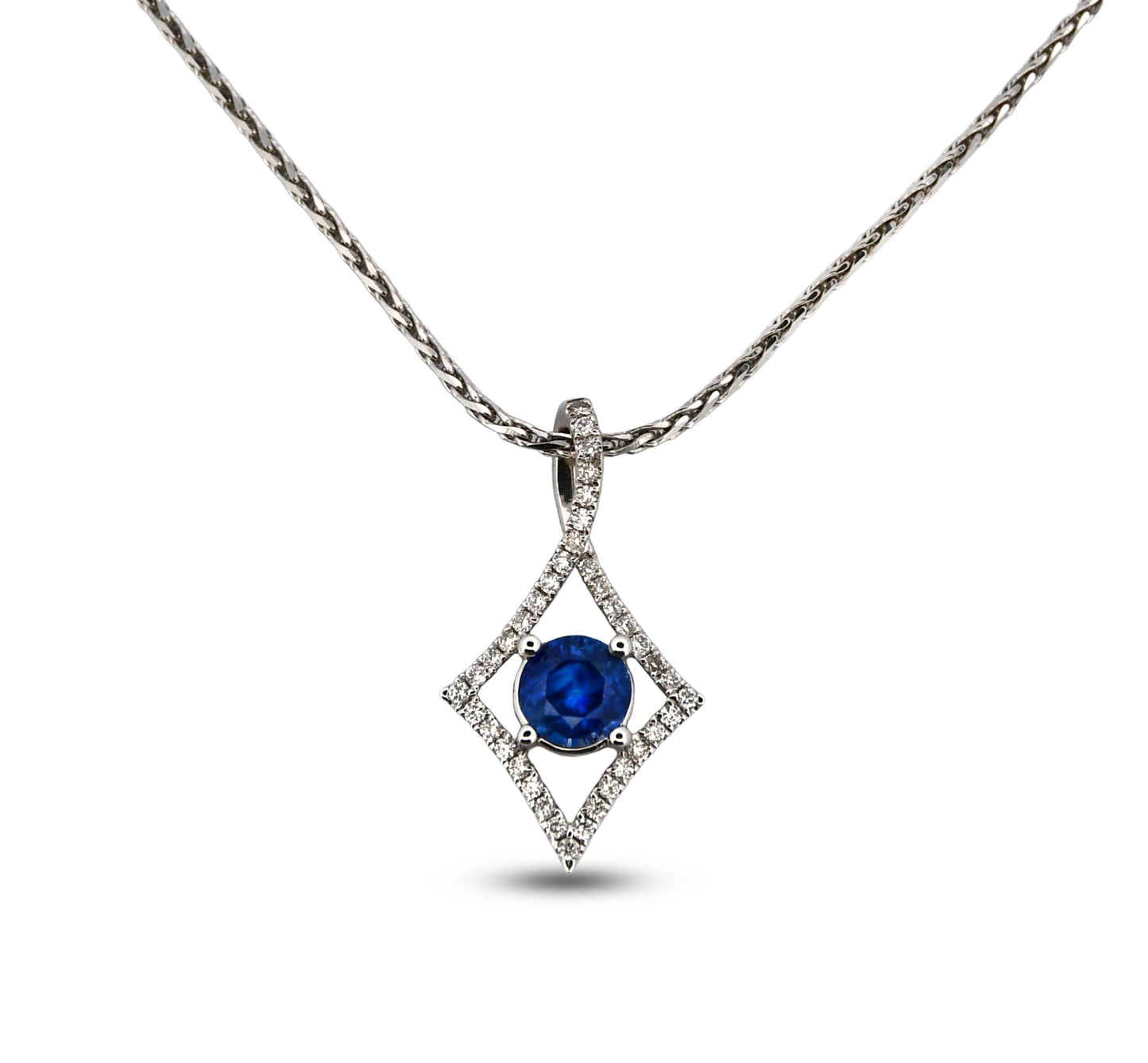 18W Blue Sapphire & Diamond Necklace