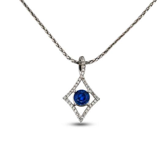 18W Blue Sapphire & Diamond Necklace