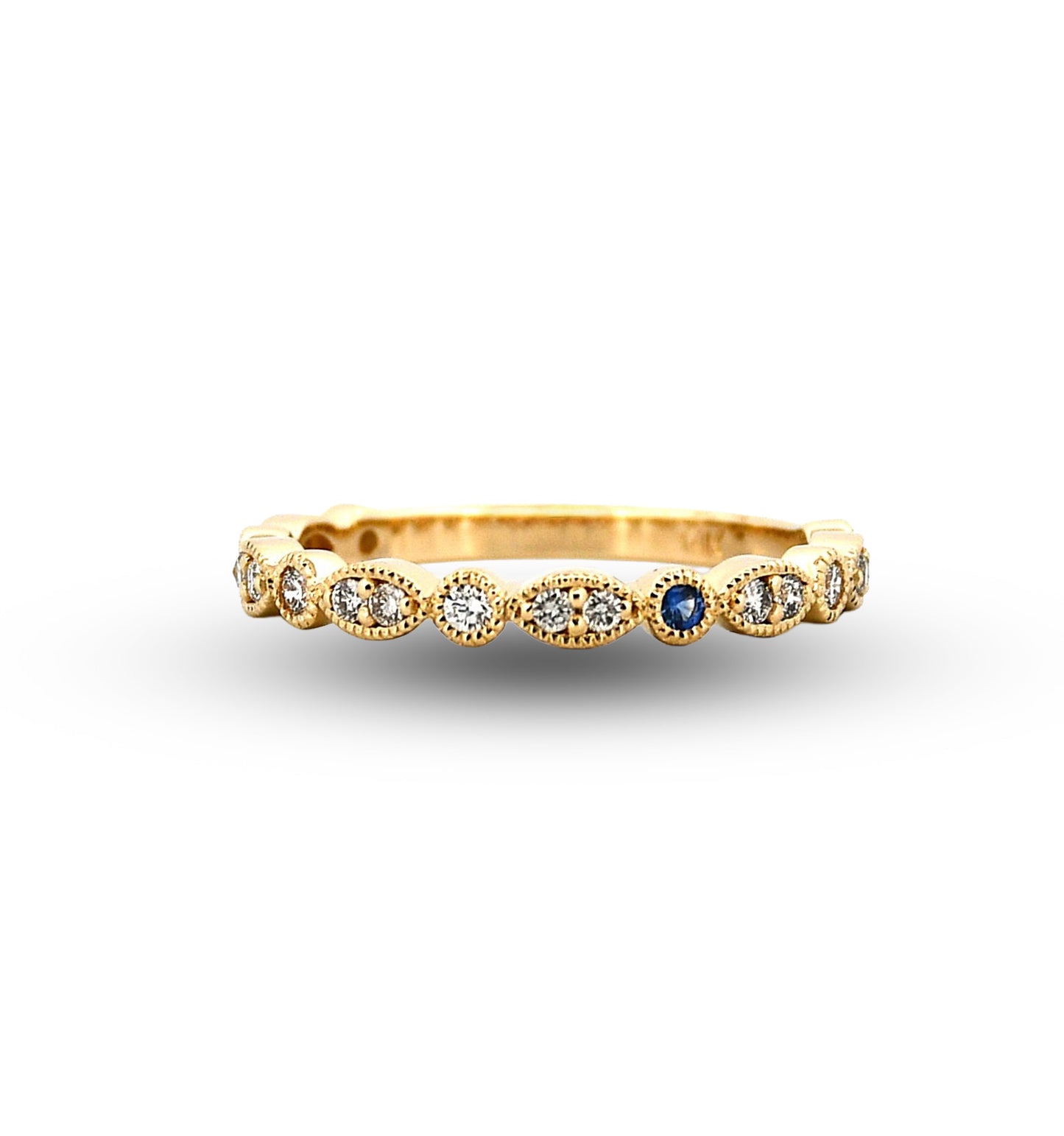 14Y Diamond & Blue Sapphire Ring
