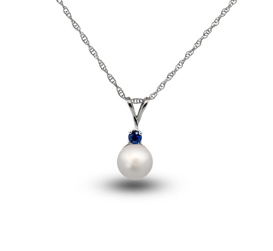 14W Japanese Akoya & Blue Sapphire Necklace