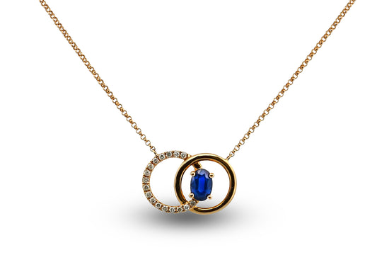 14Y Blue Sapphire & Diamond Necklace
