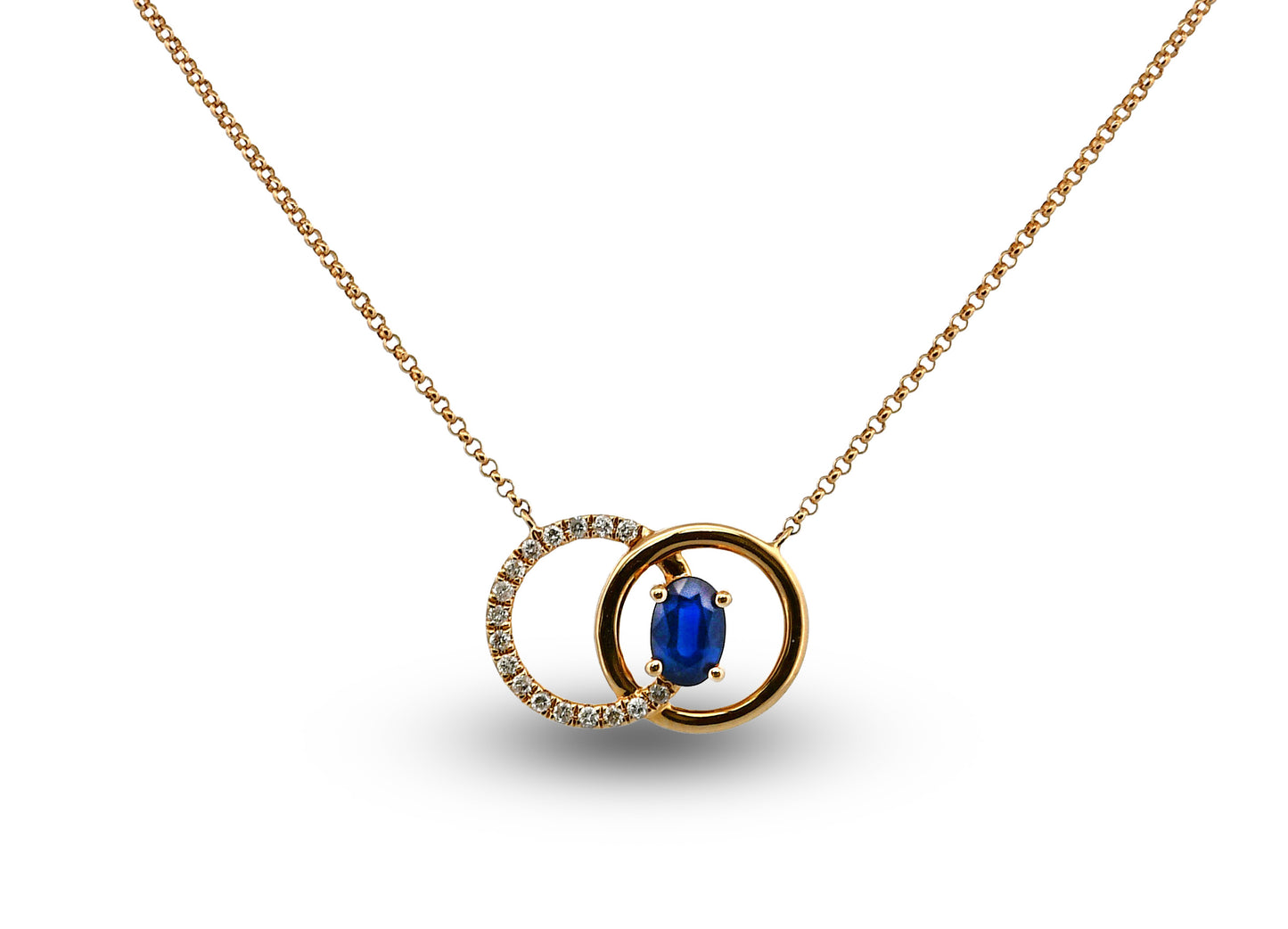 14Y Blue Sapphire & Diamond Necklace