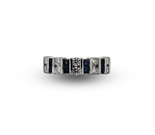 14W Blue Sapphire & Diamond Ring