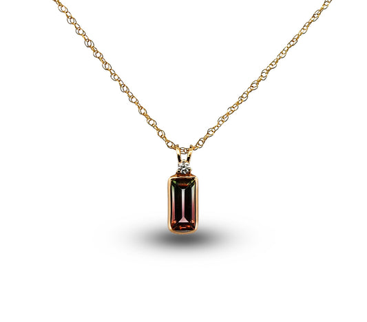 14Y Bi Color Tourmaline & Diamond Necklace