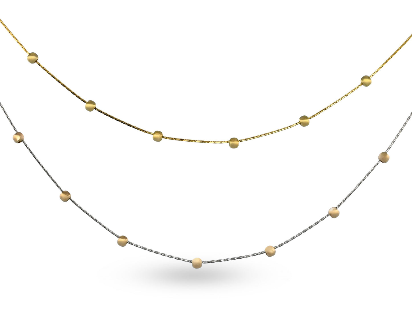 14Y & 14W Gold Bead Necklaces