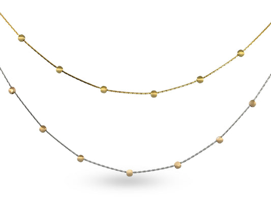 14Y & 14W Gold Bead Necklaces
