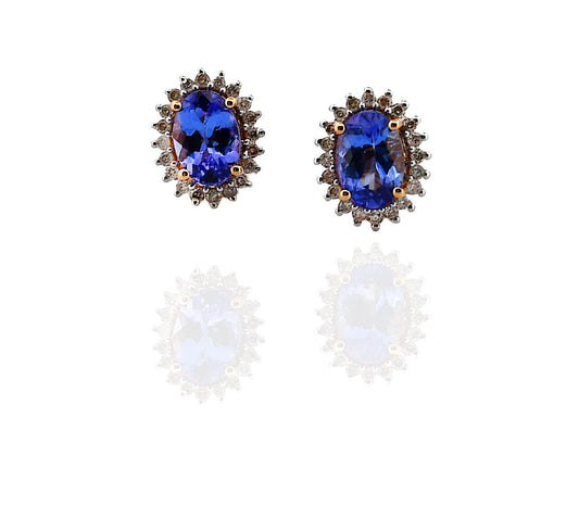 14Y Tanzanite & Diamond Stud Earrings