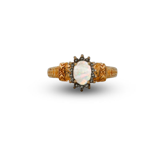 14Y Australian Opal & Diamond Ring
