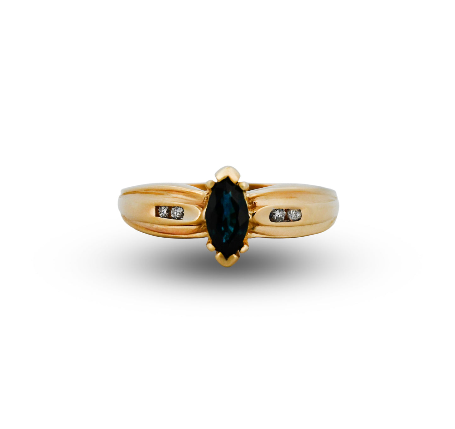 14Y Blue Sapphire & Diamond Ring