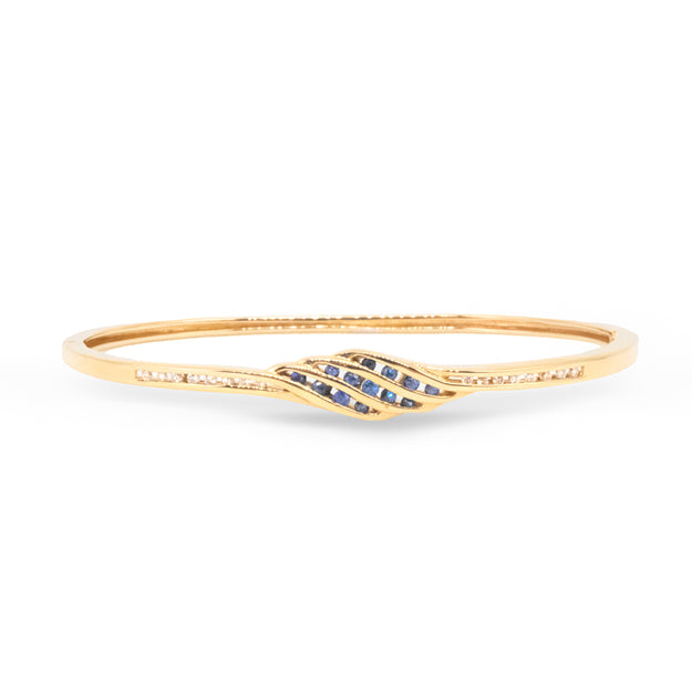 14Y Blue Sapphire & Diamond Bangle