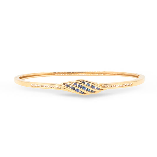 14Y Blue Sapphire & Diamond Bangle