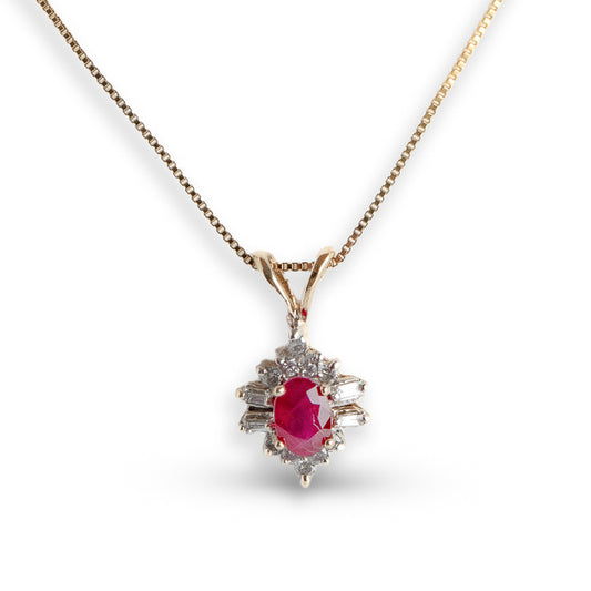 14Y Ruby & Diamond Necklace
