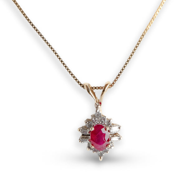 14Y Ruby & Diamond Necklace