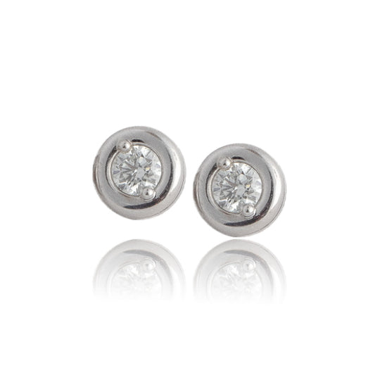 14W Bezel Set Diamond Stud Earrings