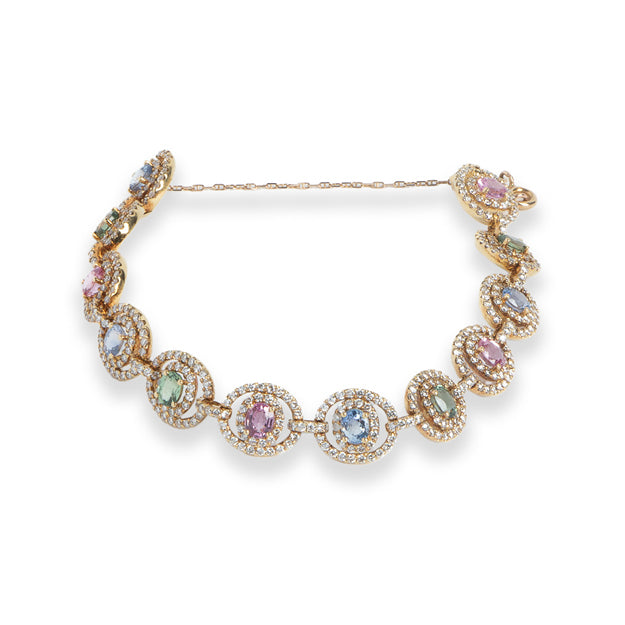 18Y Multi-Color Sapphire & Diamond Bracelet