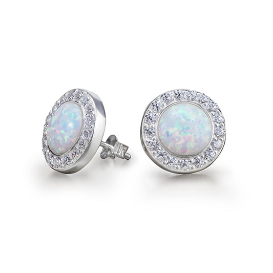 14K Opal and Diamond Earrings