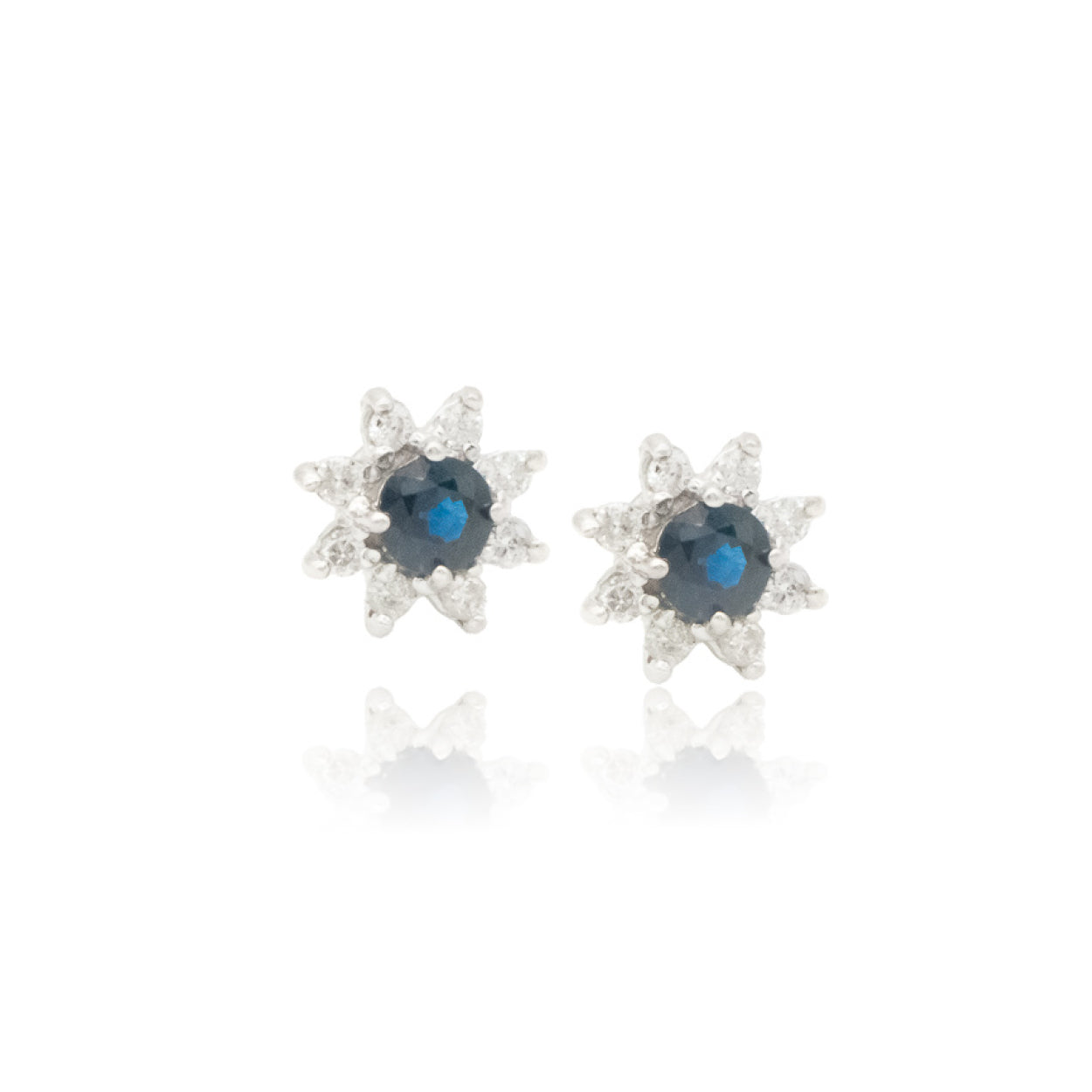 14W Blue Sapphire & Diamond Earrings