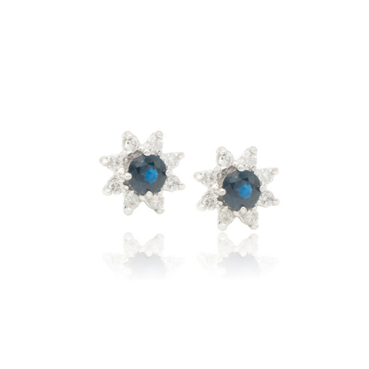 14W Blue Sapphire & Diamond Earrings