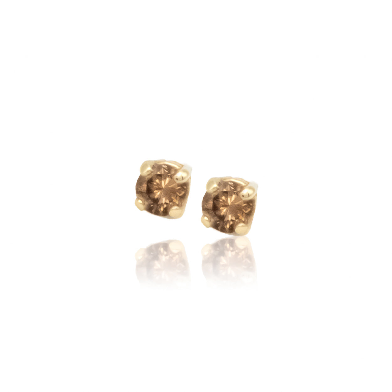 14Y Cognac Diamond Stud Earrings