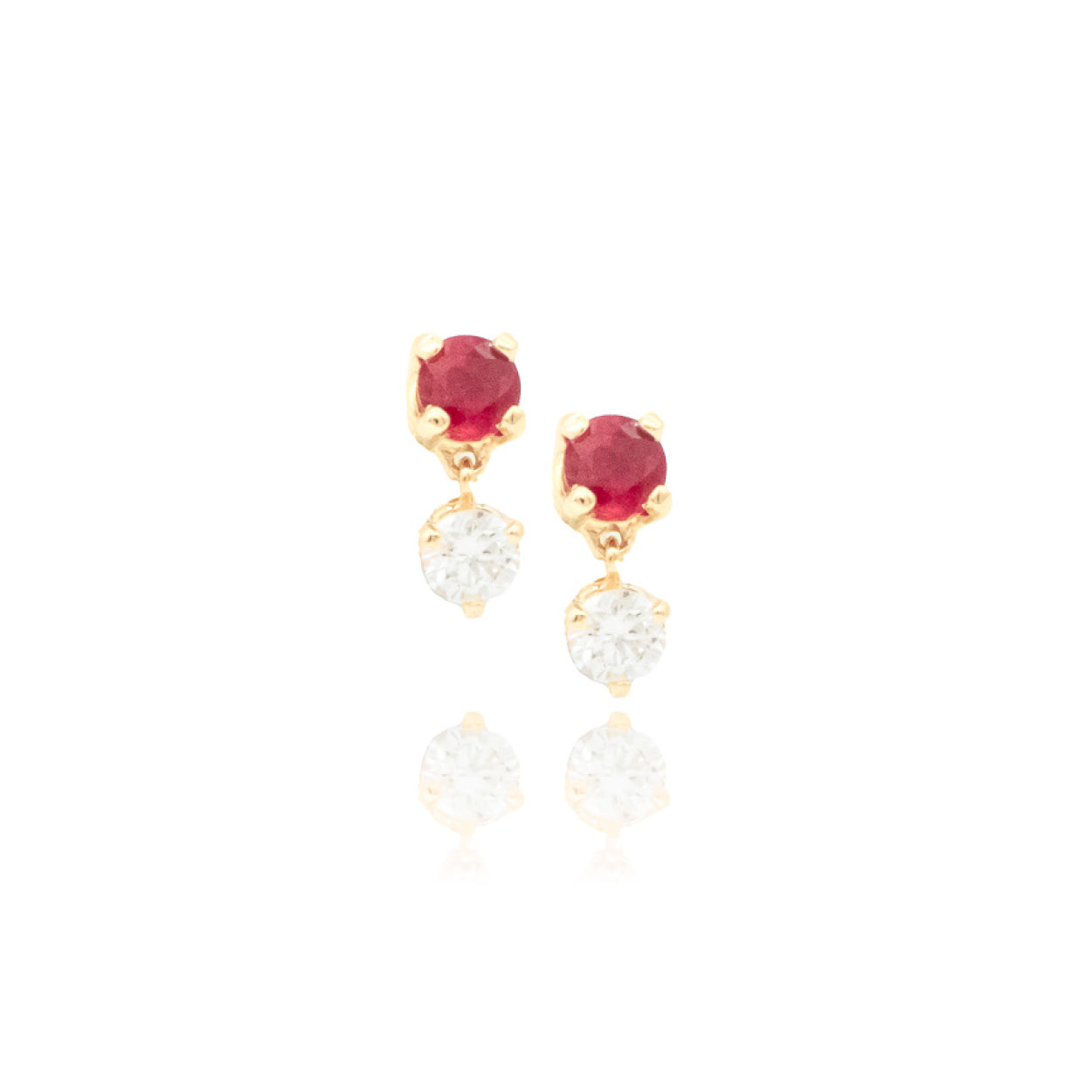 14Y Ruby & Diamond Hinged Drop Earrings
