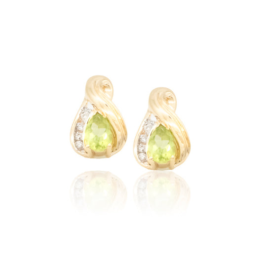 14Y Peridot & Diamond Earrings