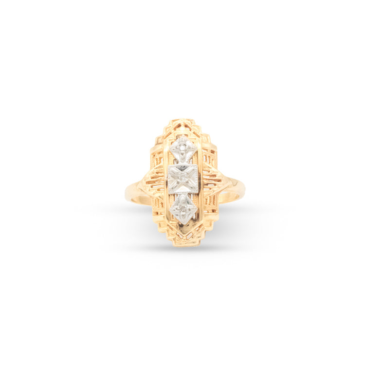 14TT Diamond Art Deco Inspired Ring