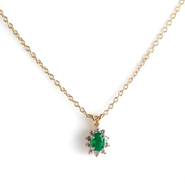 14Y Emerald & Diamond Necklace