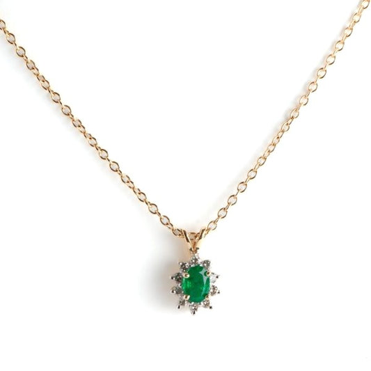 14Y Emerald & Diamond Necklace