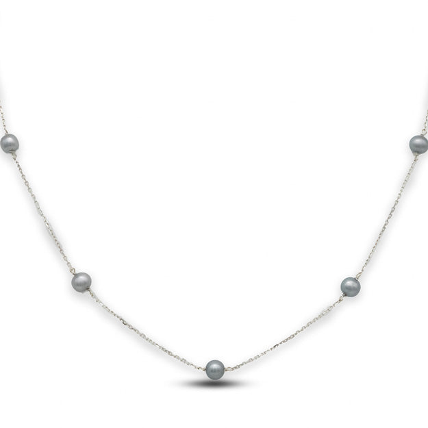 14W Freshwater Pearl Tin Cup Diamond Cut Necklace
