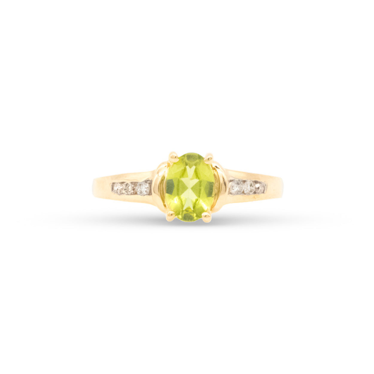 14Y Peridot & Diamond Ring